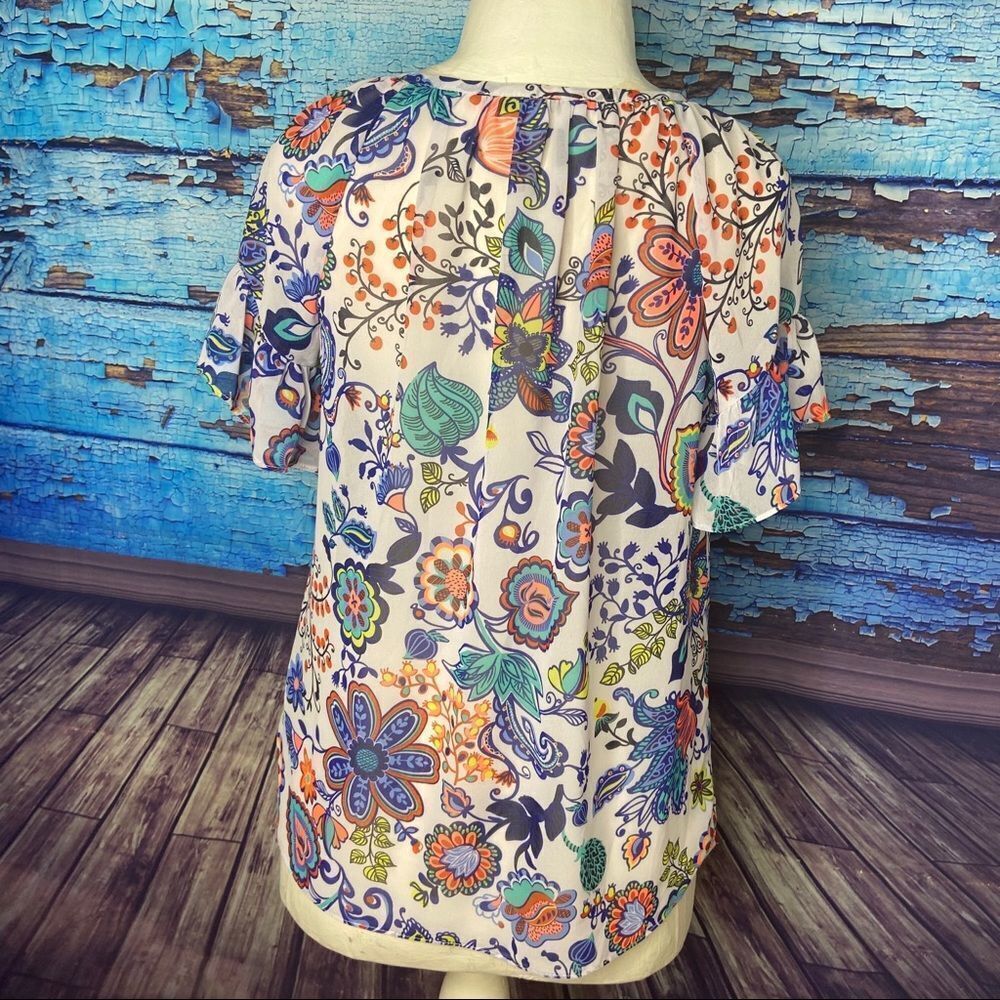 Milly Design Nation XS floral sheer top - Picture 5 of 9